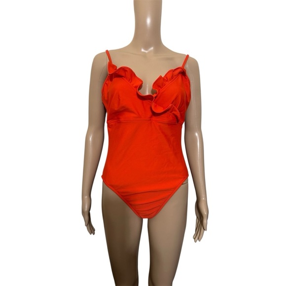 Oscar de la renta tangerine one piece with cover up - Picture 2 of 7
